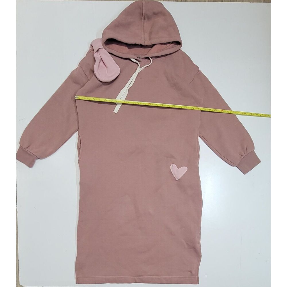 Madewell Betterterry Hoodie Sweatshirt Dress Women's Small Custom Bow And Heart
